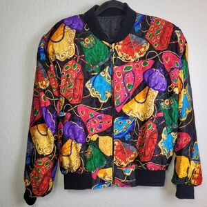 Rainbow Collection Colorful Jeweled Print Women's Bomber Jacket